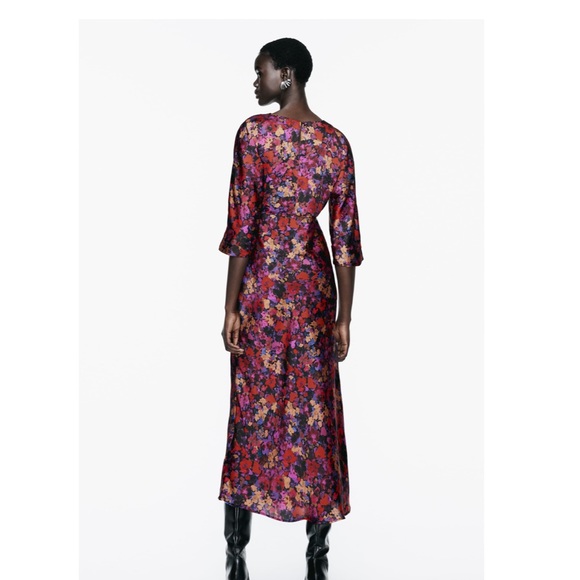 Zara printed satin effect midi dress multicolor - Picture 5 of 5